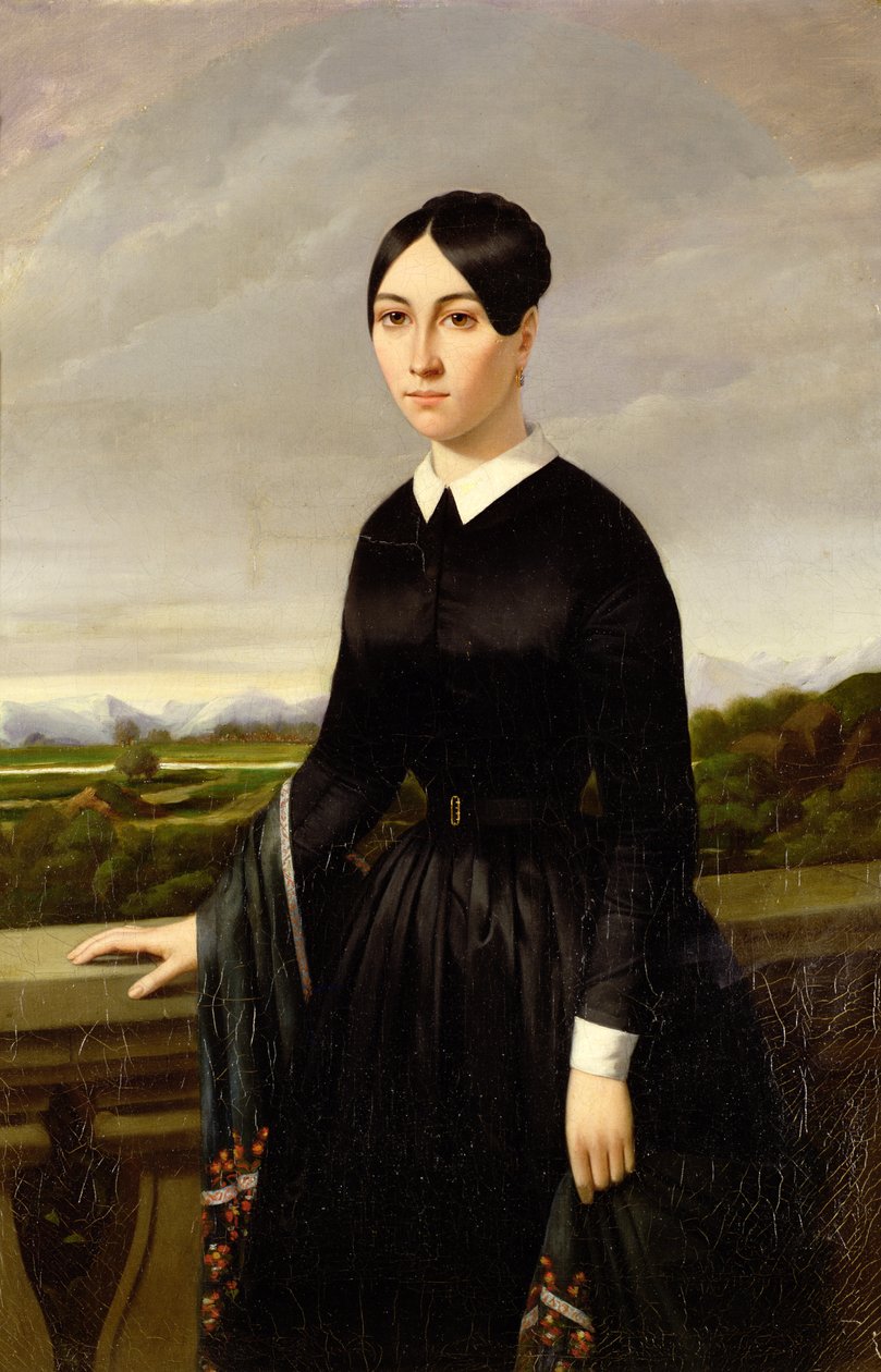 Dame im schwarzen Kleid von Etienne Constant Carlin