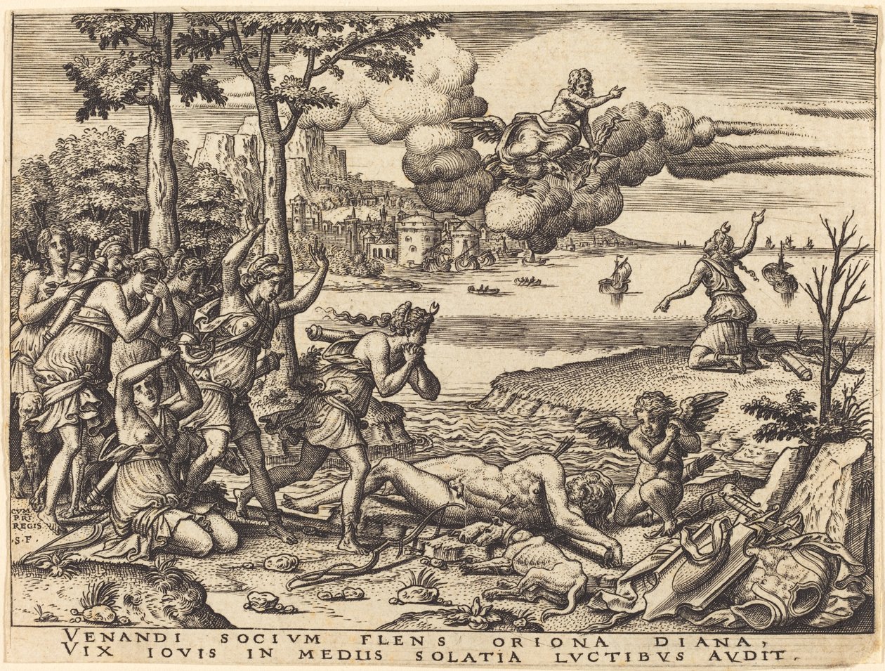Diana trauert um den Tod von Orion von Etienne Delaune