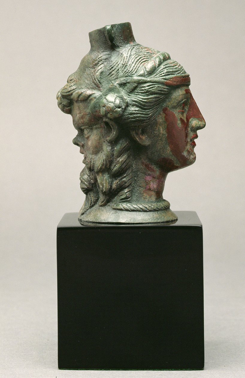 Bronzebalsamarium in Form eines Satyrs und einer Mänade, etruskisch, 3. Jahrhundert v. Chr. von Etruscan