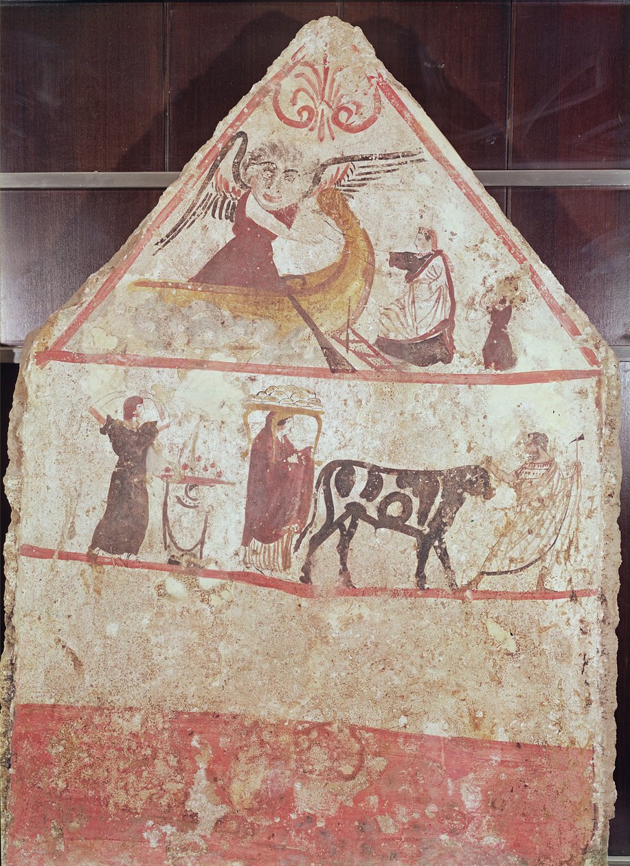 Der Park und die Prozession des Charon (Wandmalerei) von Etruscan