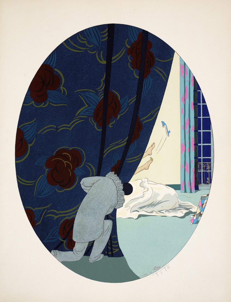 Die fünf Sinne - Hören, Sehen, Riechen, Tasten und Schmecken, veröffentlicht in Paris, 1925 von Ettore Tito