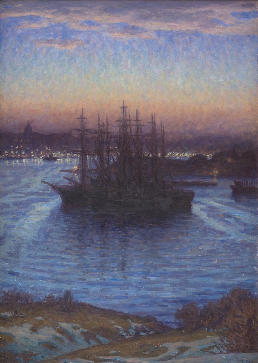 Schiffe vor Anker. Winter von Eugen