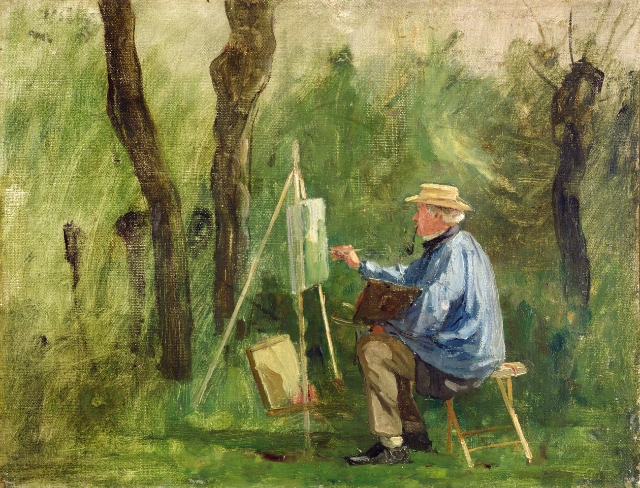 Corot an seiner Staffelei, Crecy-en-Brie, 1874 von Eugene Decan