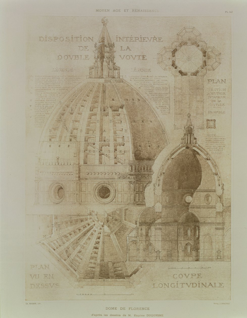 Plan, Schnitt und Aufriss der Kathedrale von Florenz, aus 