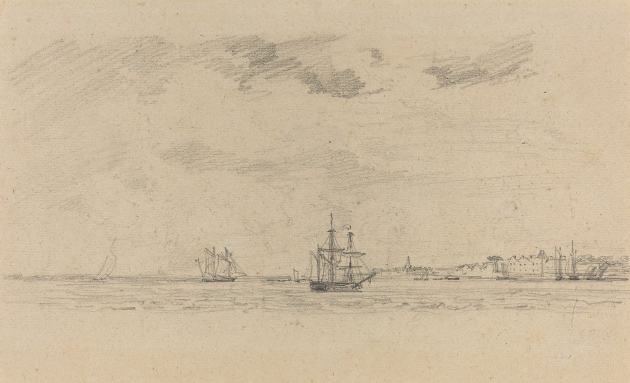 Küstenlandschaft mit Schiffen, ca. 1858 von Eugene Louis Boudin