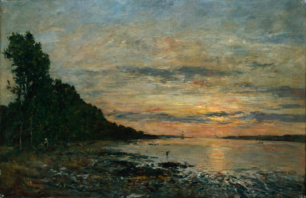 Plougastel, Sonnenuntergang über dem Ästuar, ca. 1870-73 von Eugene Louis Boudin