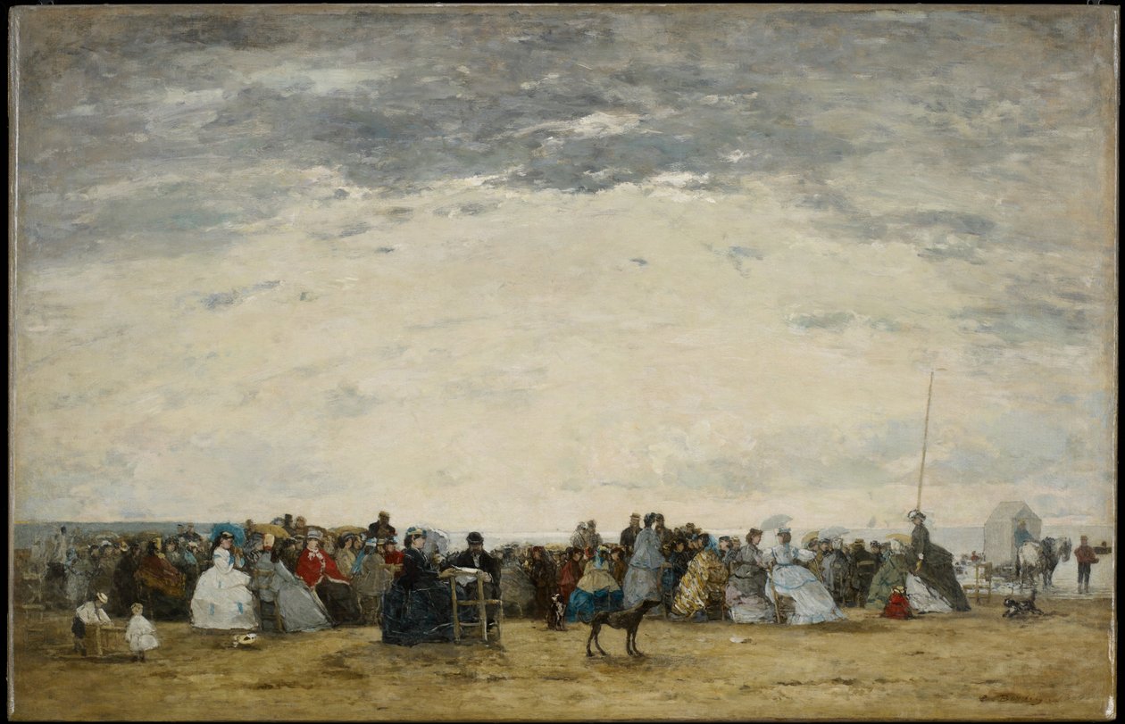 Urlauber am Strand von Trouville von Eugene Louis Boudin