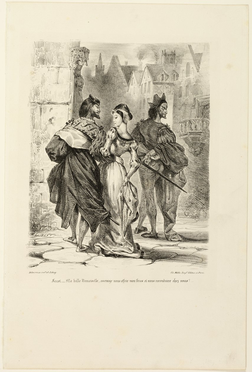 Faust versucht Marguerite zu verführen, aus Faust von Eugène Delacroix