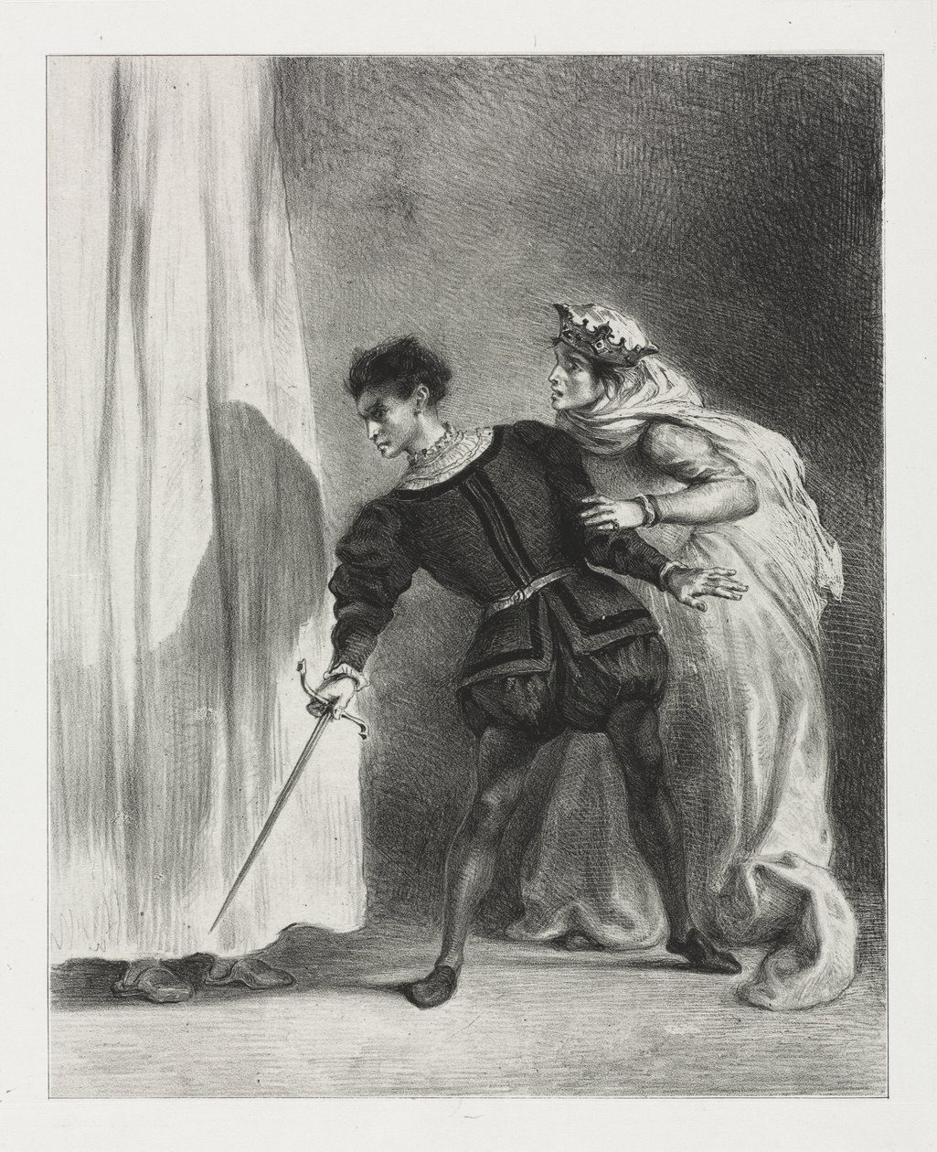 Hamlet: Der Mord an Polonius von Eugène Delacroix