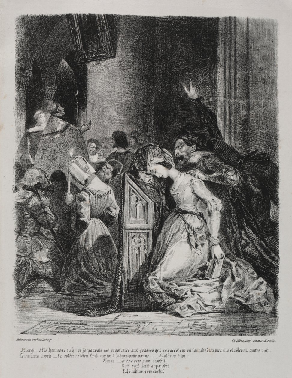 Illustrationen zu Faust: Marguerite in der Kirche von Eugène Delacroix