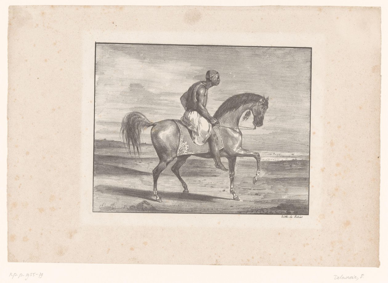 Mann zu Pferd in der Wüste von Eugène Delacroix