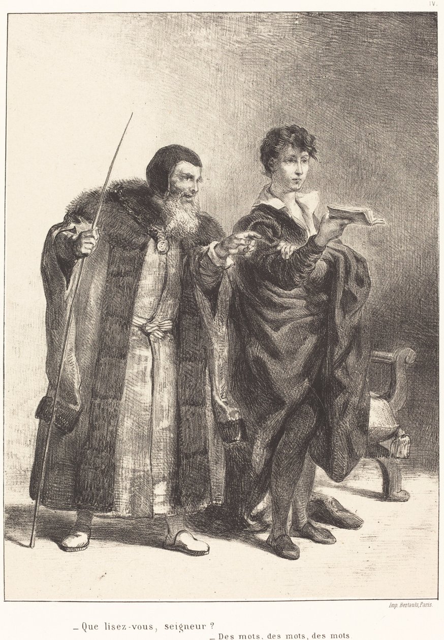 Polonius und Hamlet (Akt II, Szene II) von Eugène Delacroix