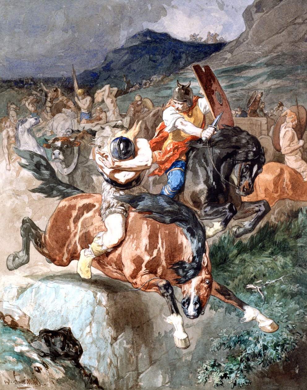 Kampf der Reiter, um 1842-1896 von Evariste Vital Luminais