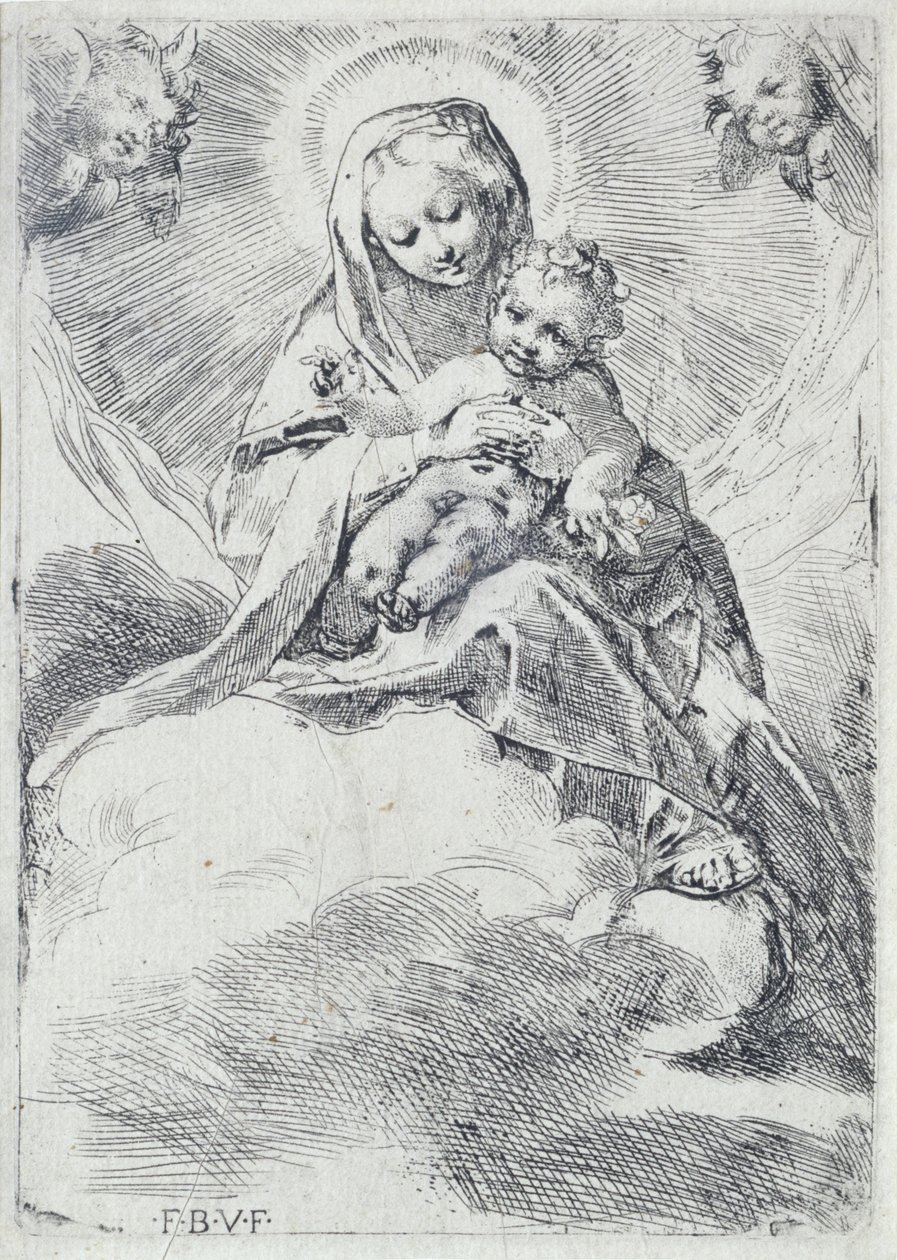 Madonna in den Wolken von Federico Barocci