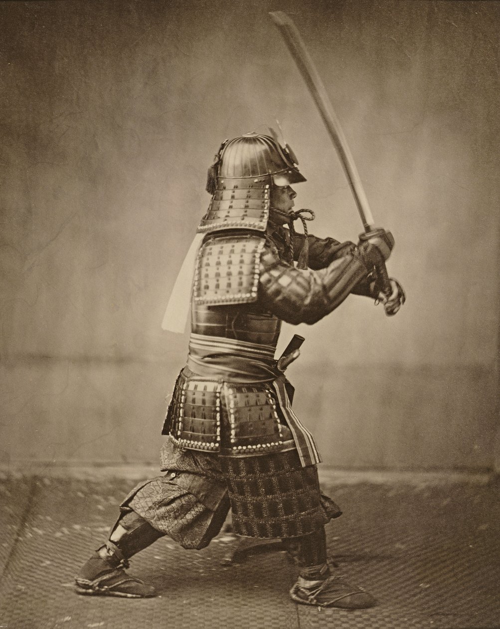 Samurai mit erhobenem Schwert, c.1860 von Felice Beato