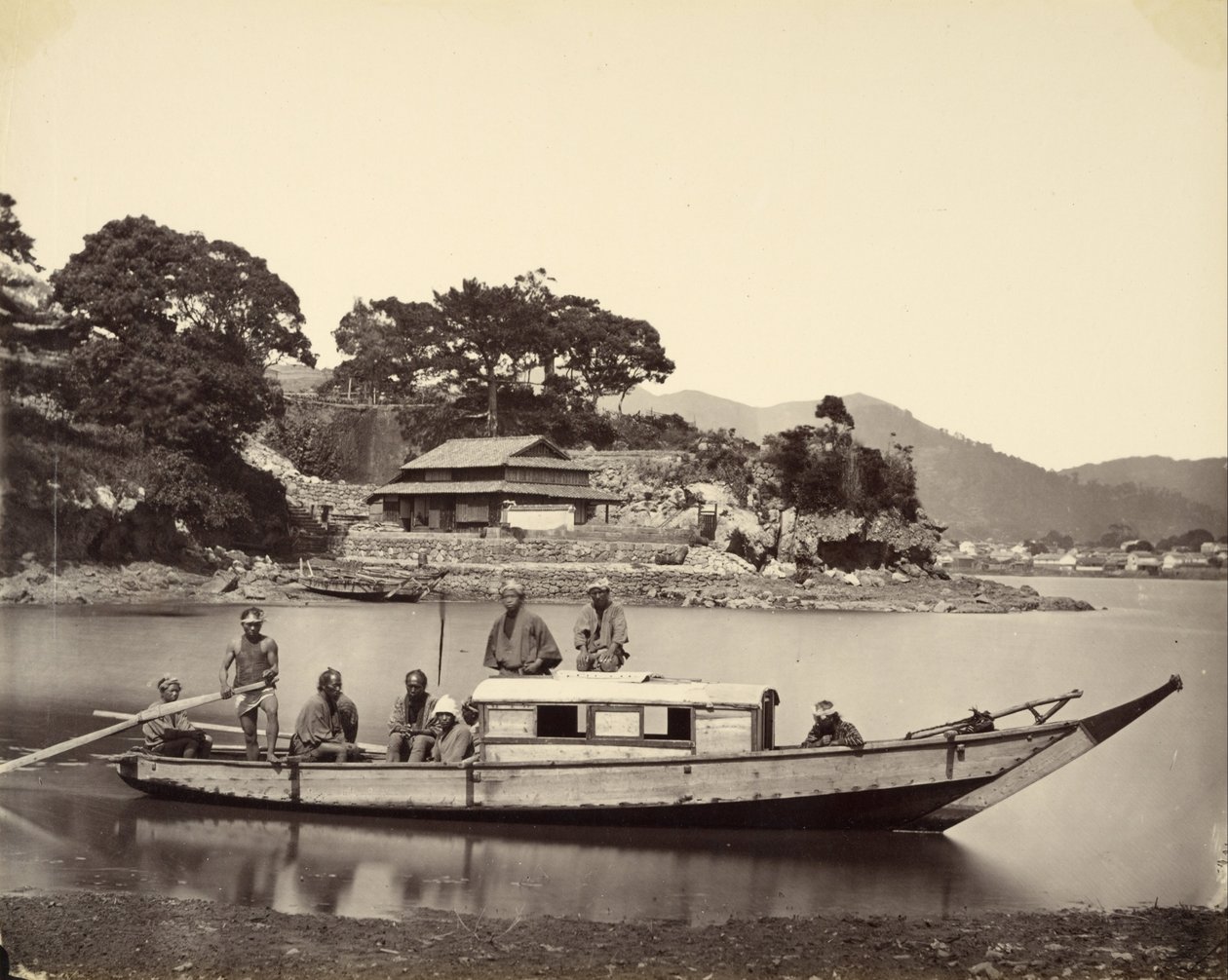 Japanische Dschunke im Kanal, Nagasaki von Felice Beato