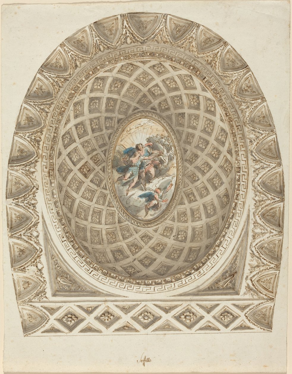 Eine Kassettendecke mit Apollo und Phaeton von Felice Giani