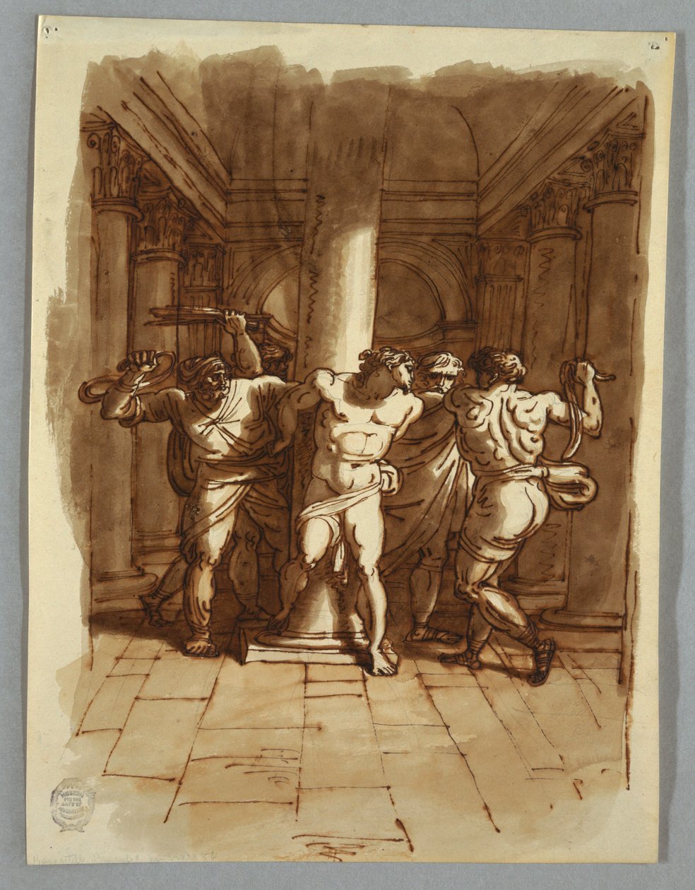 Zeichnung, Skizzenbuchseite: Geißelung Christi, 1810–15 von Felice Giani