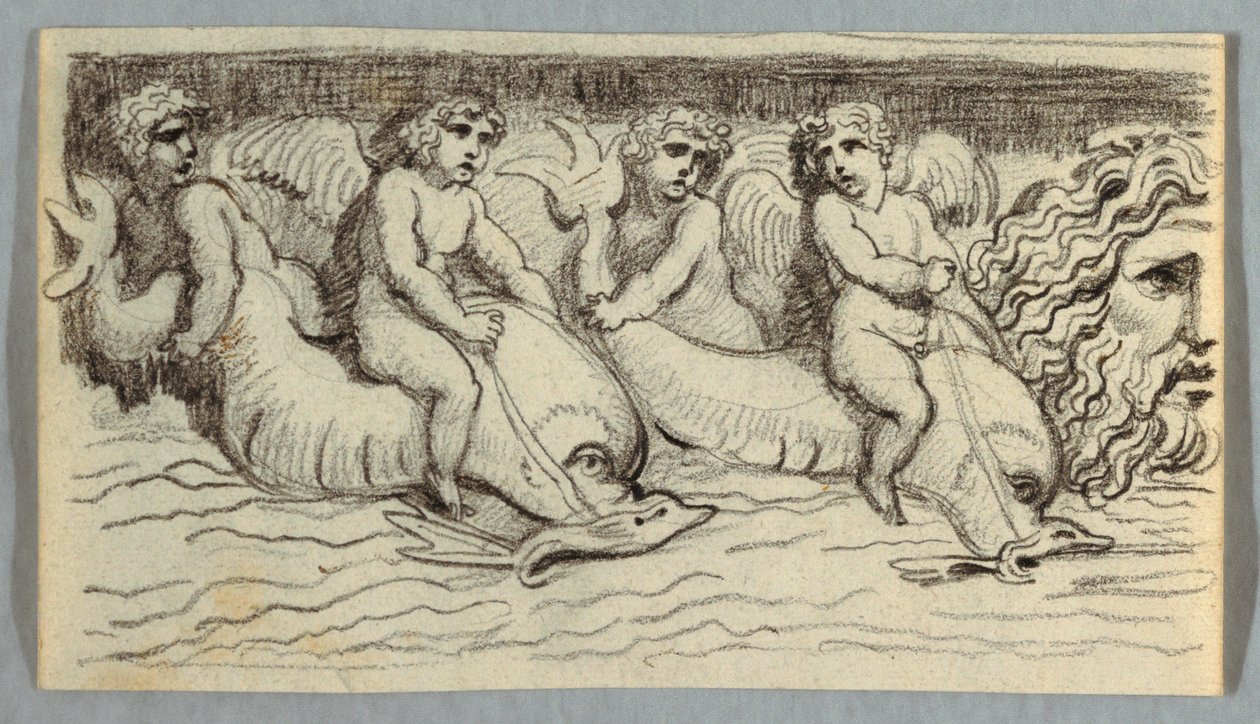 Fries mit Delfinen und Putto von Felice Giani