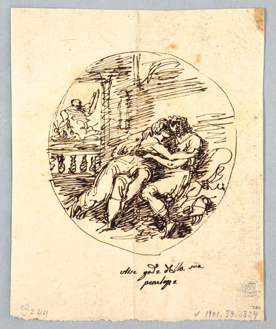 Odysseus und Penelope umarmen sich von Felice Giani