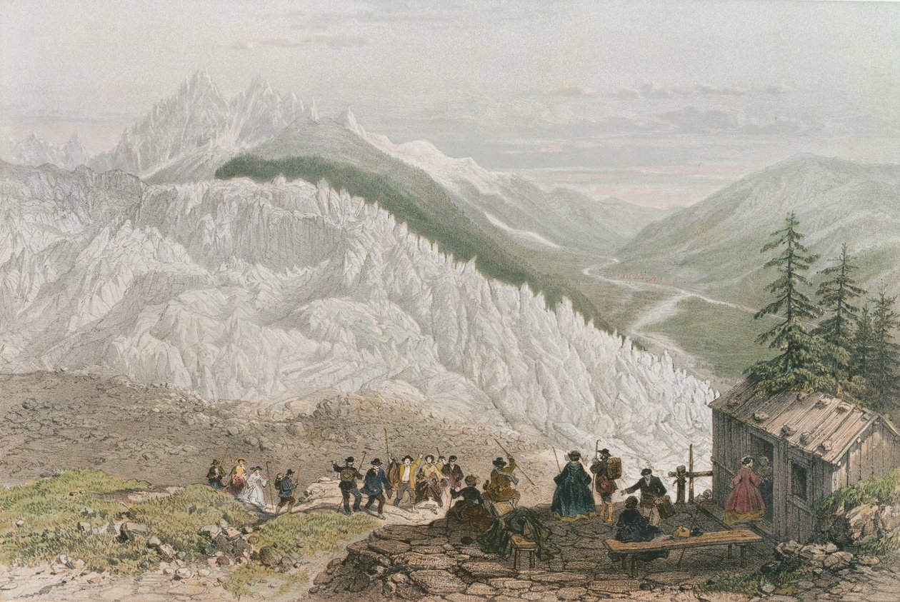 Der Gletscher und das Chamonix-Tal, graviert von Adolphe Bayot (1810-66) Mitte des 19. Jahrhunderts von Felix Benoist
