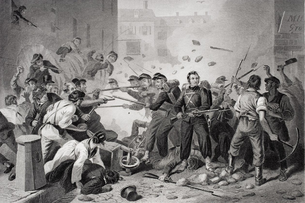 Massachusetts-Miliz zieht durch Baltimore, Pennsylvania, 1861 von Felix Octavius Carr Darley