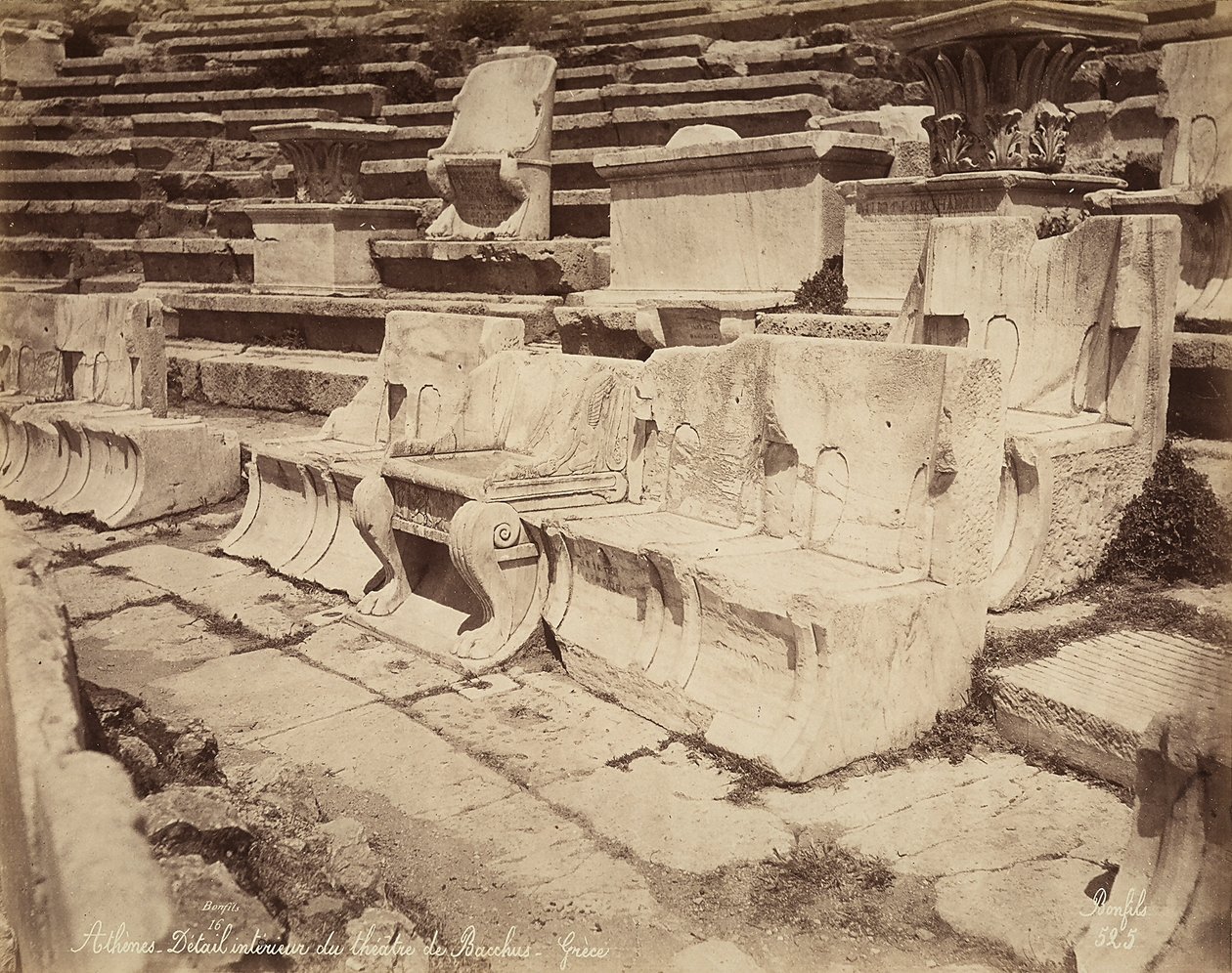 Sitze im Theater des Dionysos, Athen von Félix Bonfils