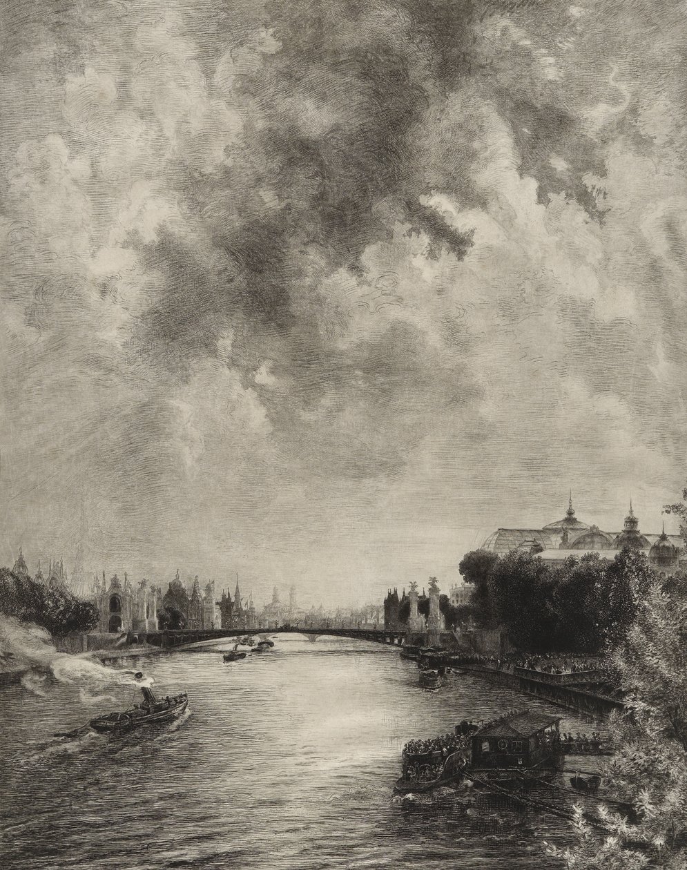 Ohne Titel (Ansicht der Seine) von Felix Bracquemond