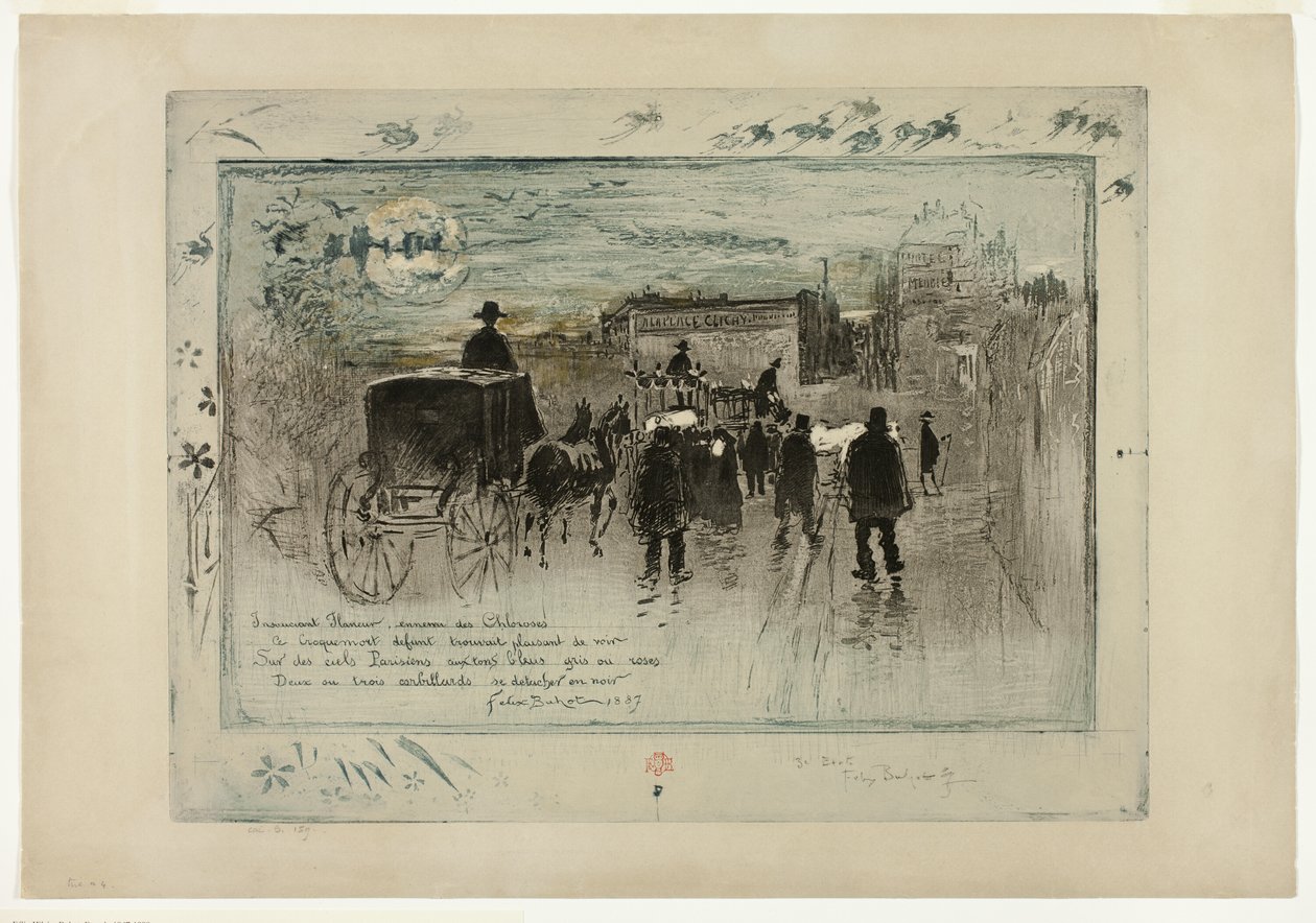Begräbnisprozession am Boulevard Clichy von Felix Hilaire Buhot