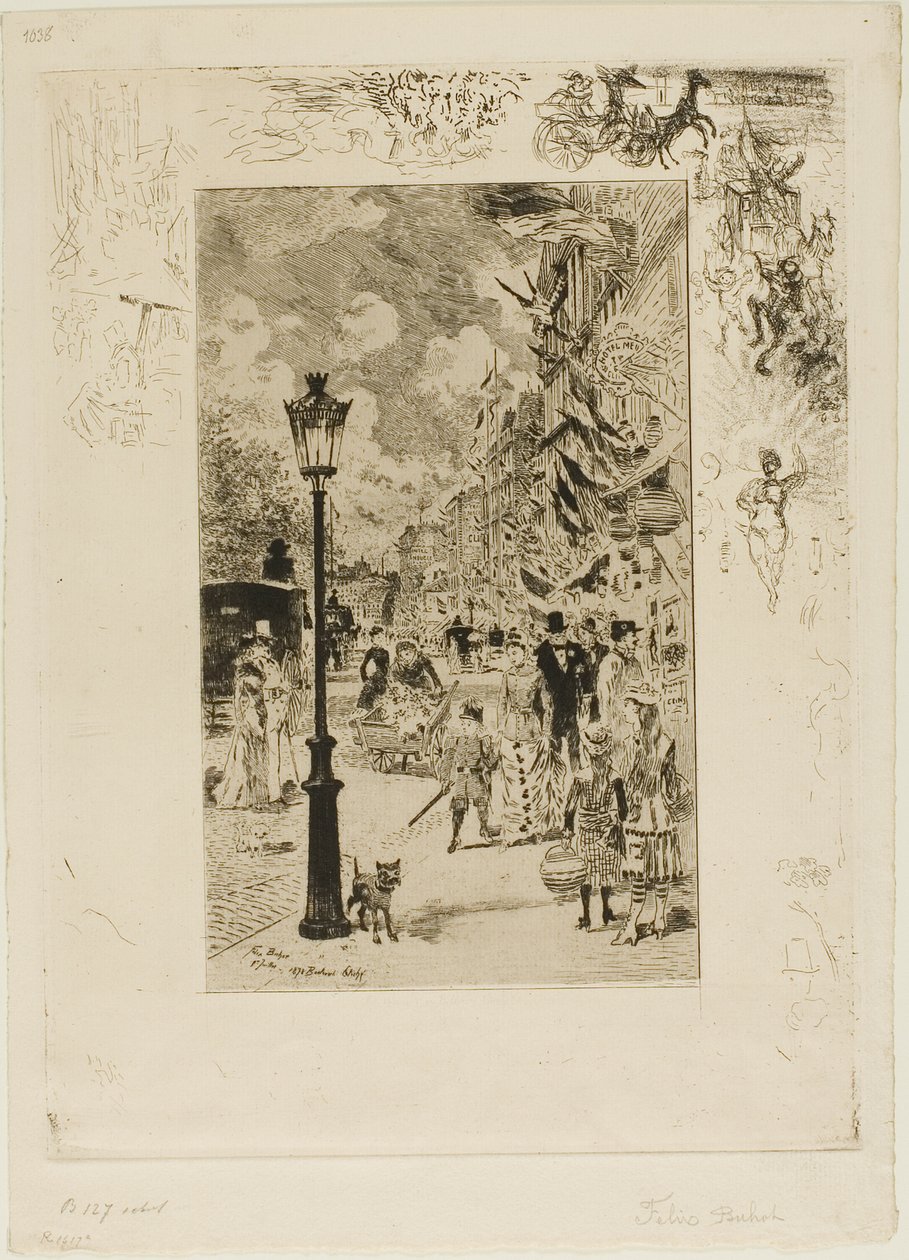 Nationalfeiertag am Boulevard Clichy von Felix Hilaire Buhot