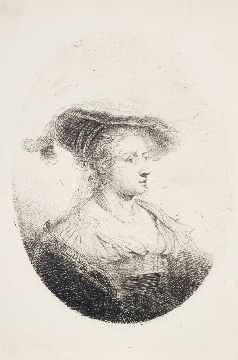Junge Dame mit Federhut, 1644 von Ferdinand Bol