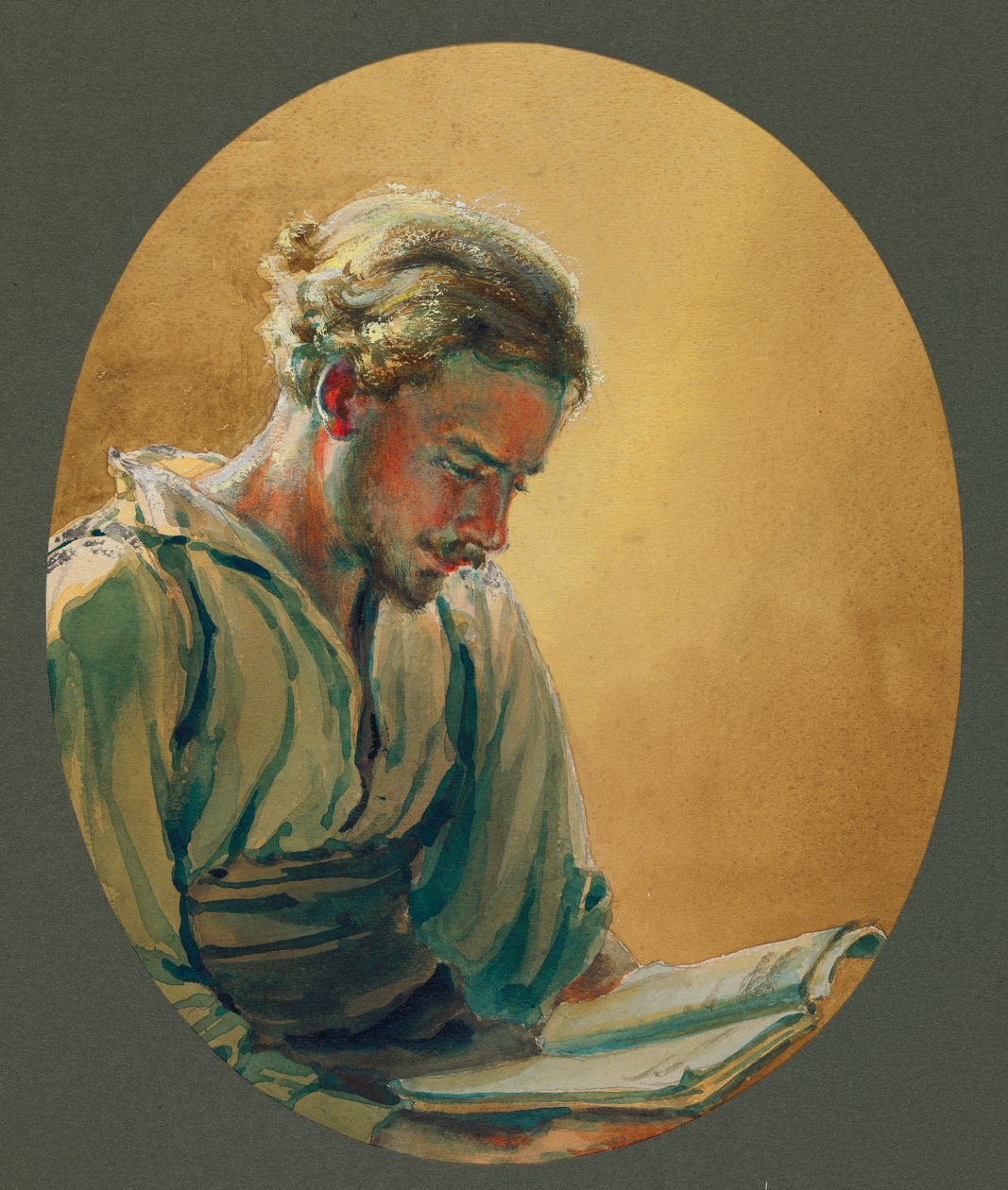 Ein junger Mann liest in Gustrow von Fernand Barbier