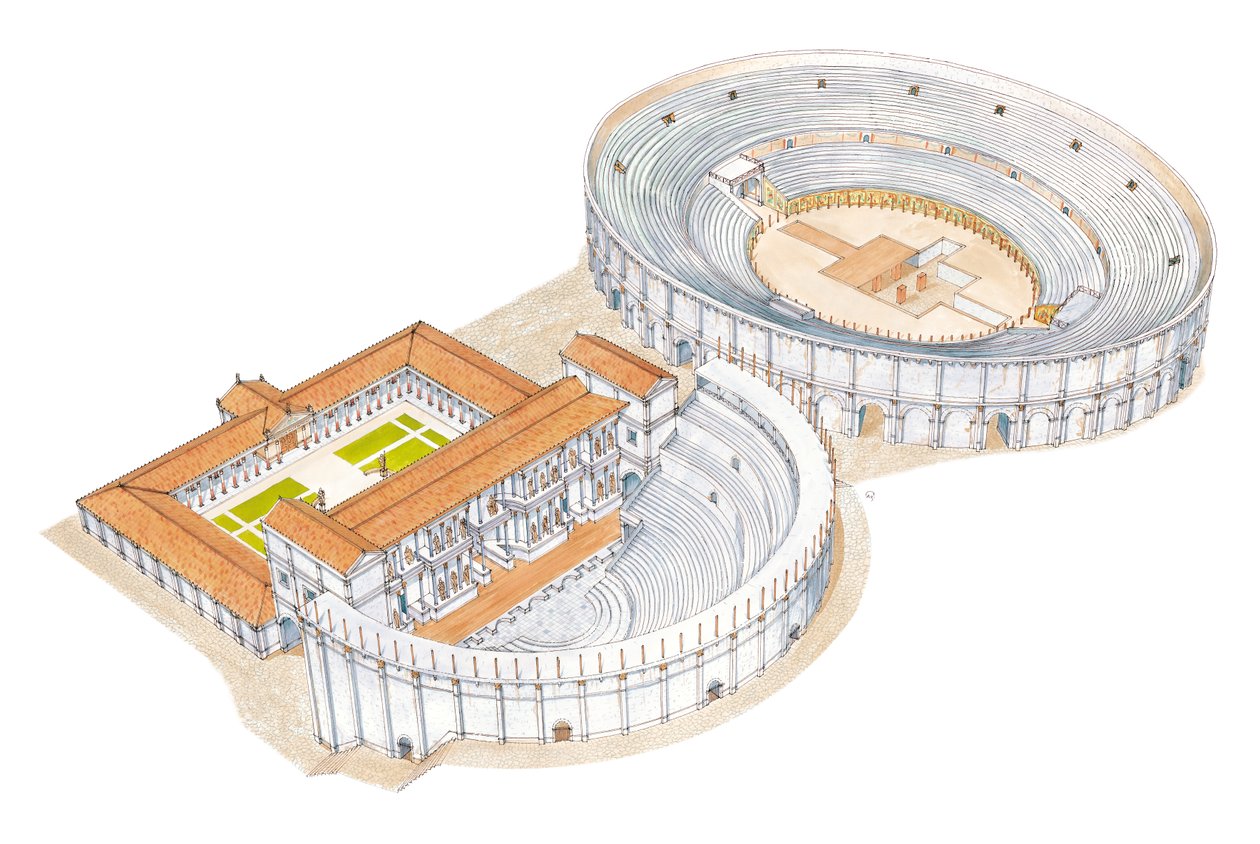 Römisches Theater und Amphitheater. Rekonstruktion. Merida, Spanien von Fernando Aznar Cenamor