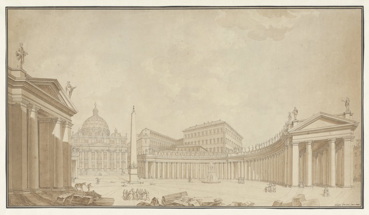 Ansicht des Petersplatzes in Rom von Filippo Citaroni