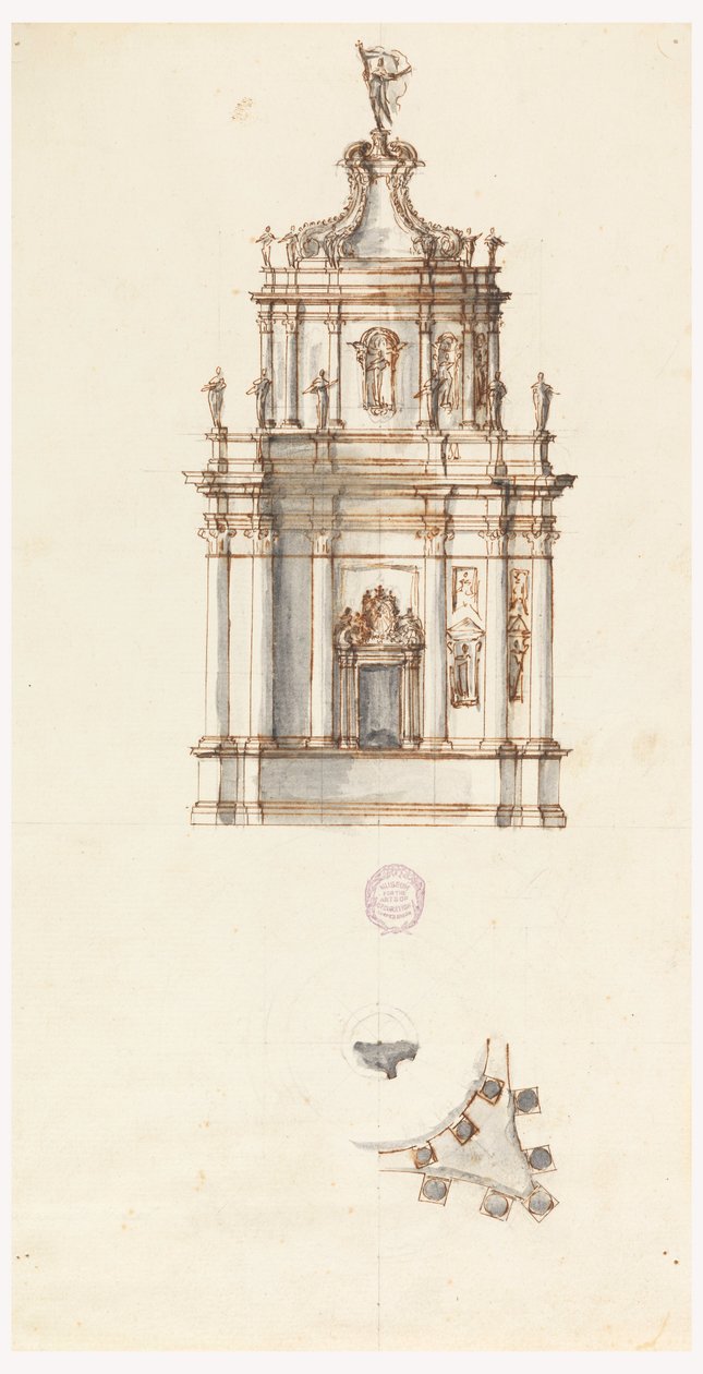 Zeichnung, Entwurf für ein Tabernakel, 1750–1775 von Filippo Marchionni