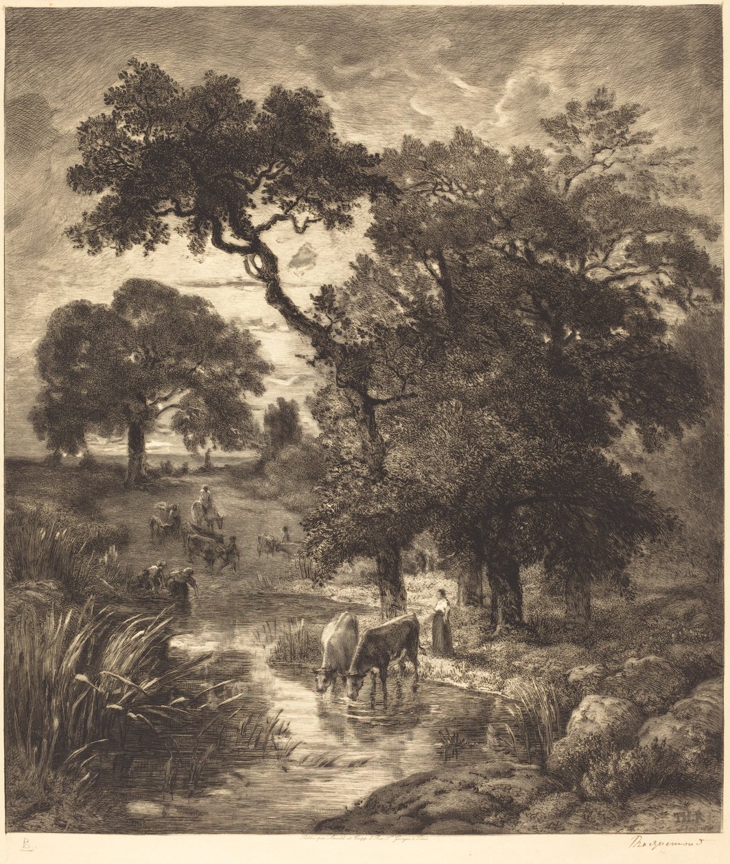 Abend von Félix Bracquemond after Théodore Rousseau