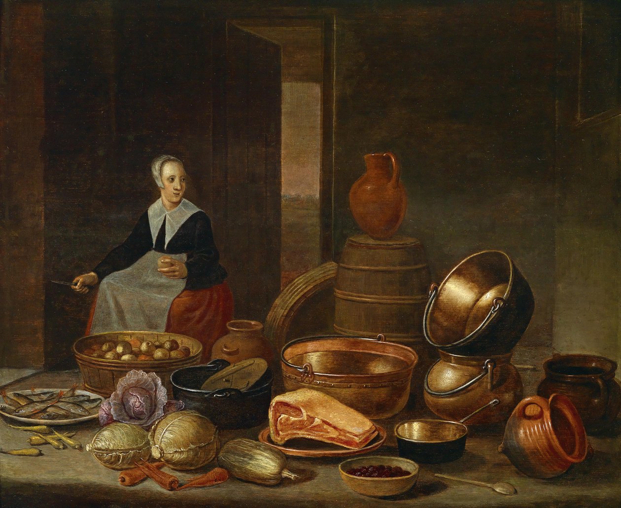 Kücheninterieur mit Magd von Floris Gerritsz van Schooten