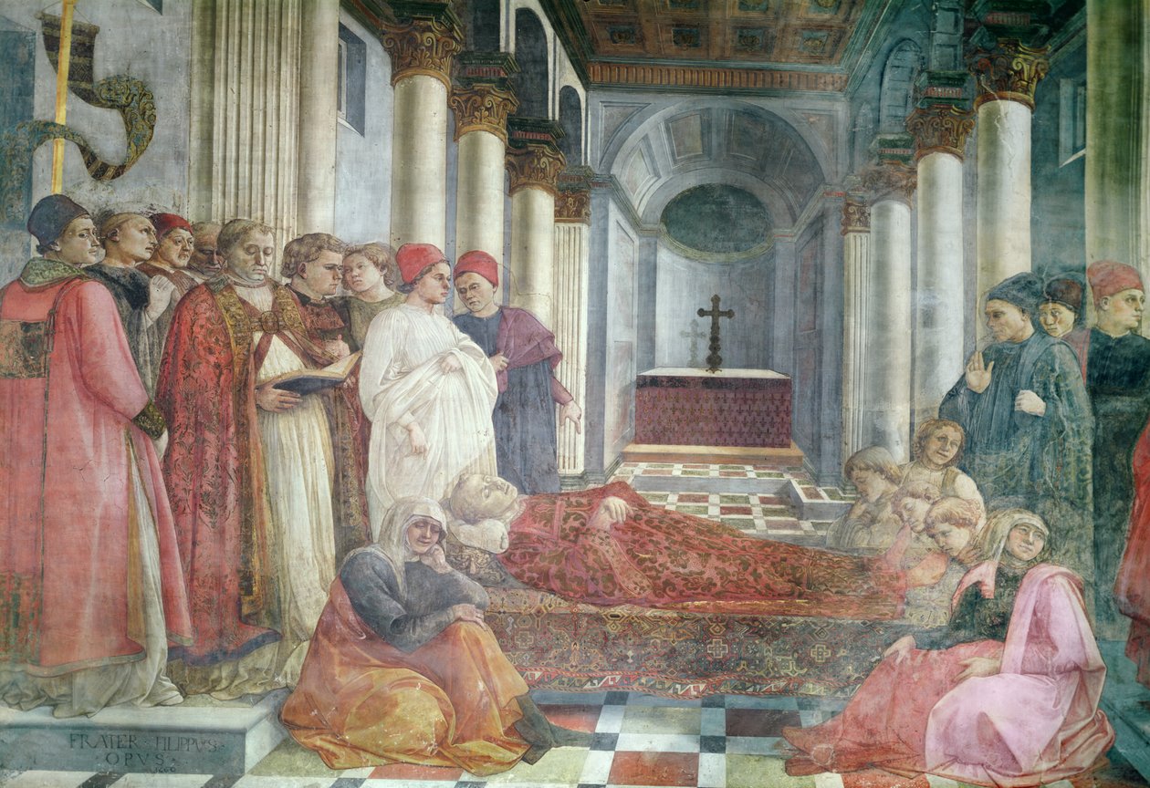 Das Begräbnis des Heiligen Stephanus, Detail aus dem Zyklus Das Leben der Heiligen Stephanus und Johannes der Täufer, aus der Hauptkapelle, 1452-65 von Fra Filippo Lippi