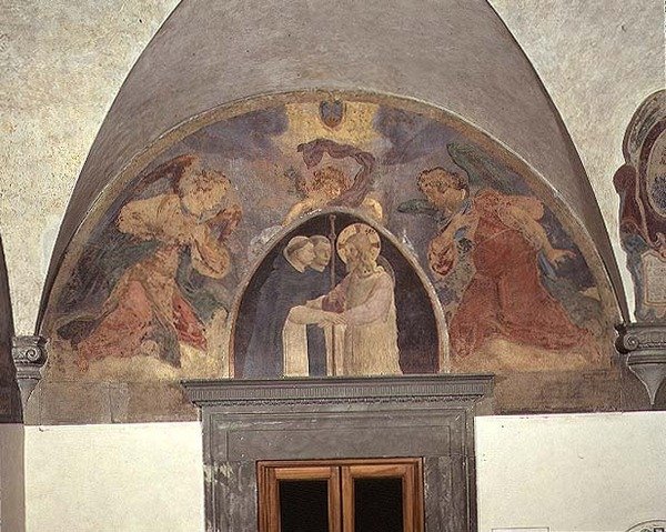 Christus begrüßt zwei Dominikanermönche, Lünette von Fra Angelico