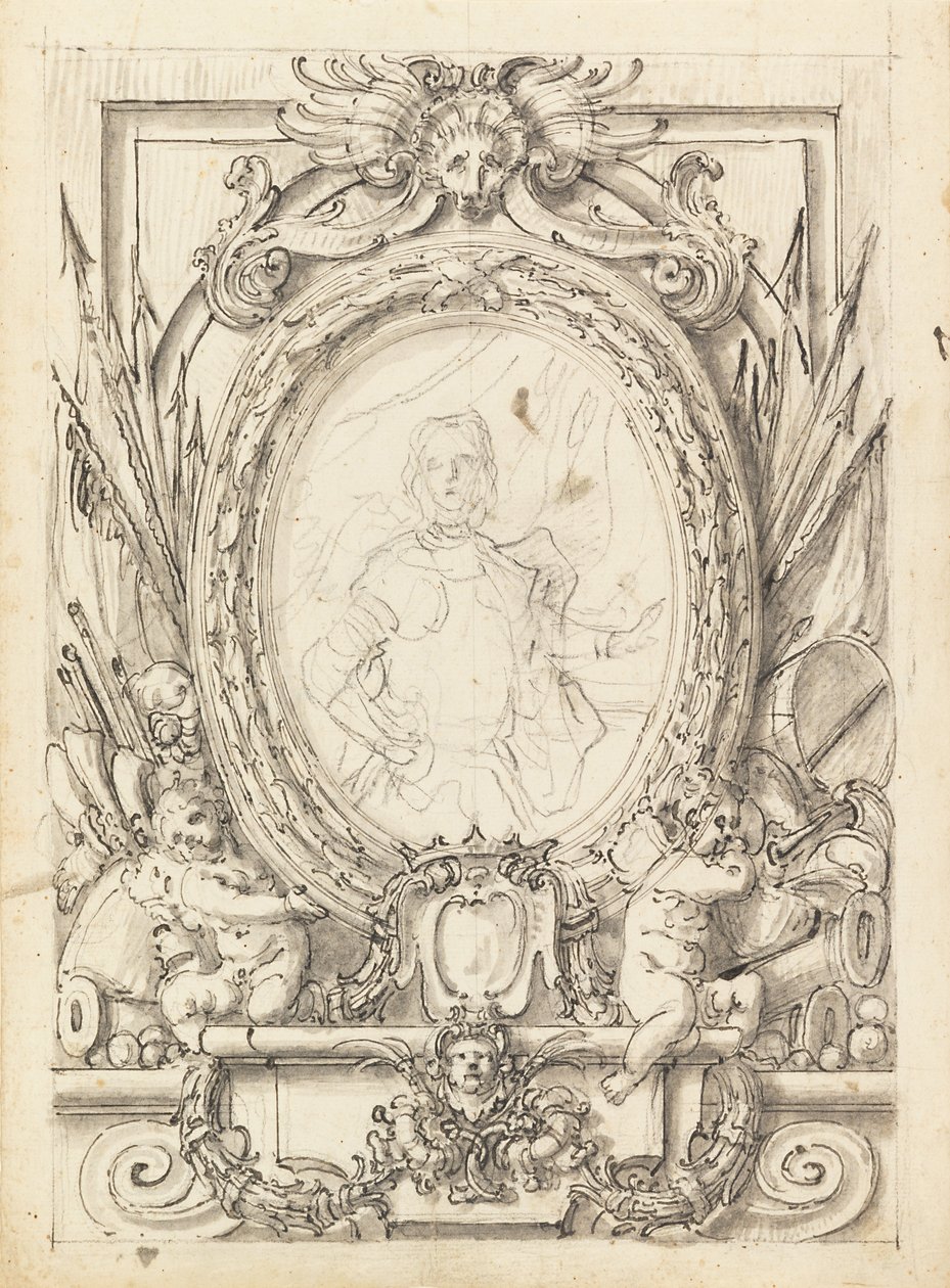 Entwurf für ein Panel mit Porträt eines Adligen von Francesco de Mura