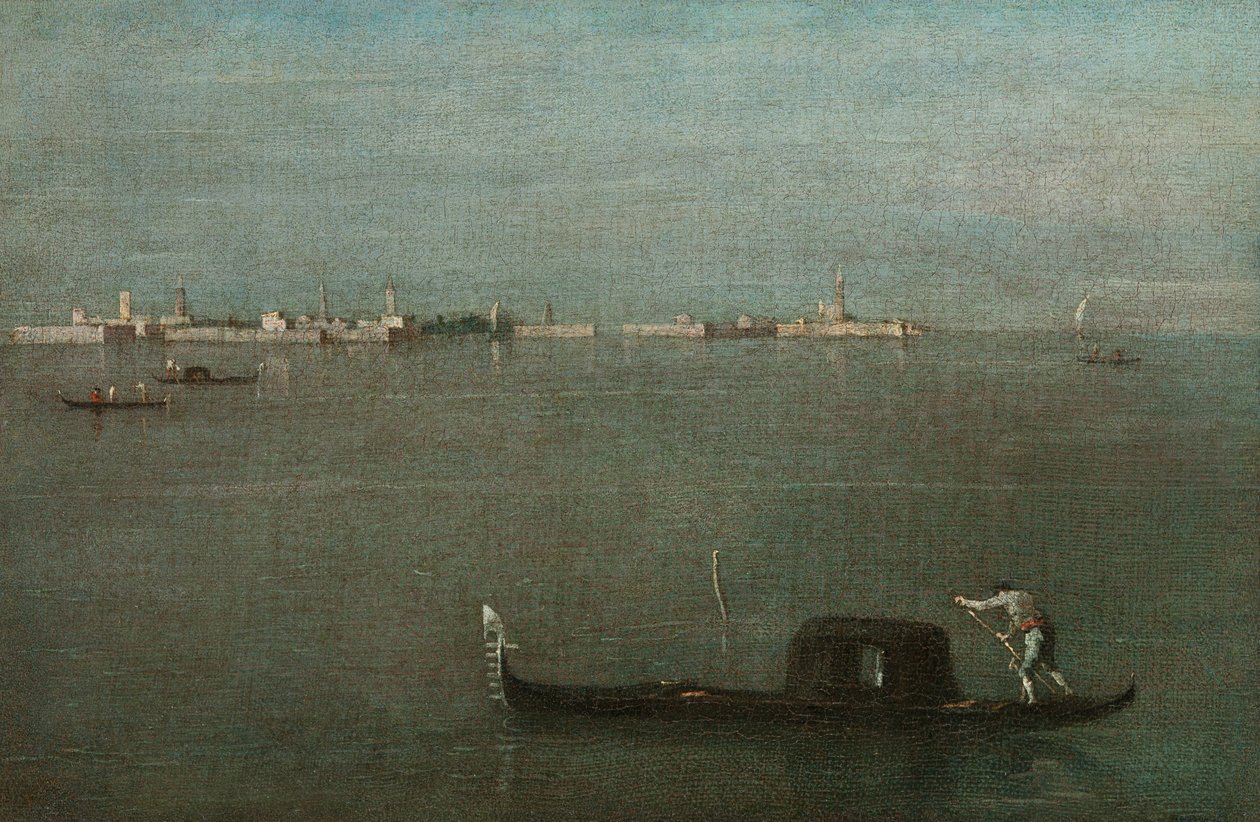 Gondeln auf der Lagune (Graue Lagune) von Francesco Guardi