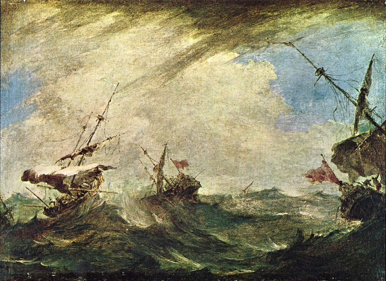 Schiffe im Meeresgewitter von Francesco Guardi