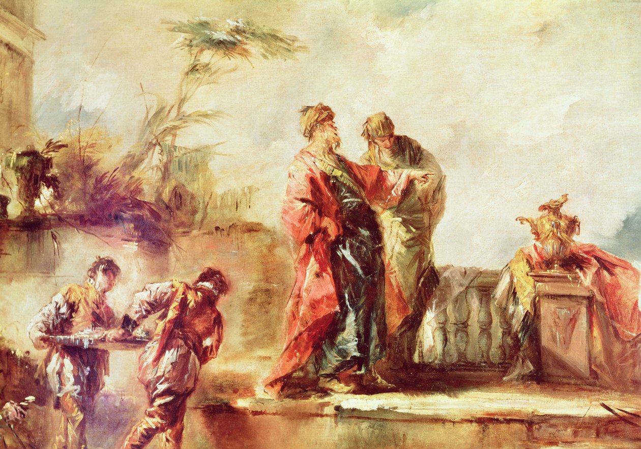 Die Hochzeit von Tobias, (Detail) aus einer Serie von Tafeln auf der Orgelbrüstung, die Szenen aus der Geschichte von Tobias darstellen, 1750-53 von Francesco Guardi