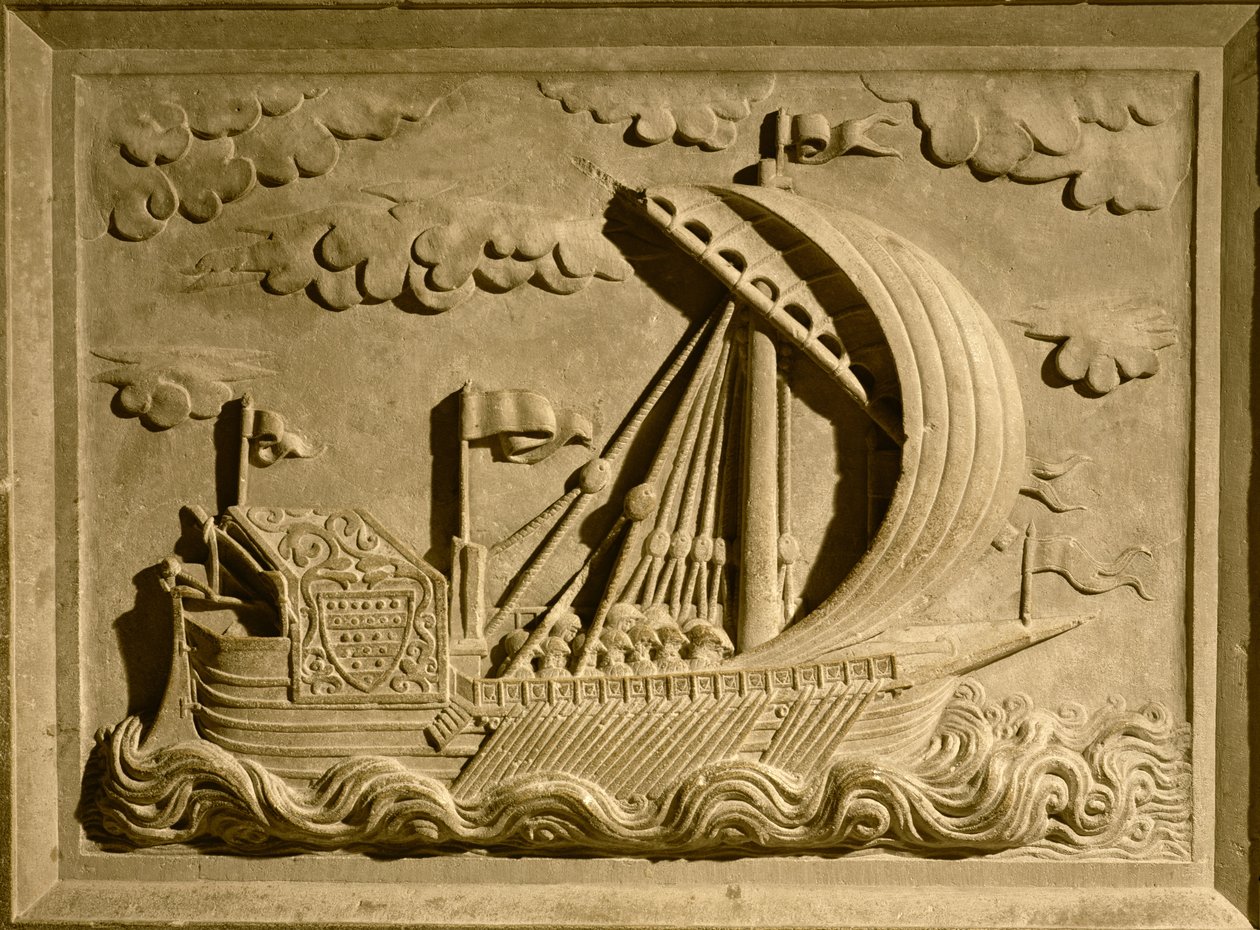 Detail eines venezianischen Kriegsschiffs aus dem Mausoleum von Girolamo Michiel, ca. 1558-59 von Francesco Segala