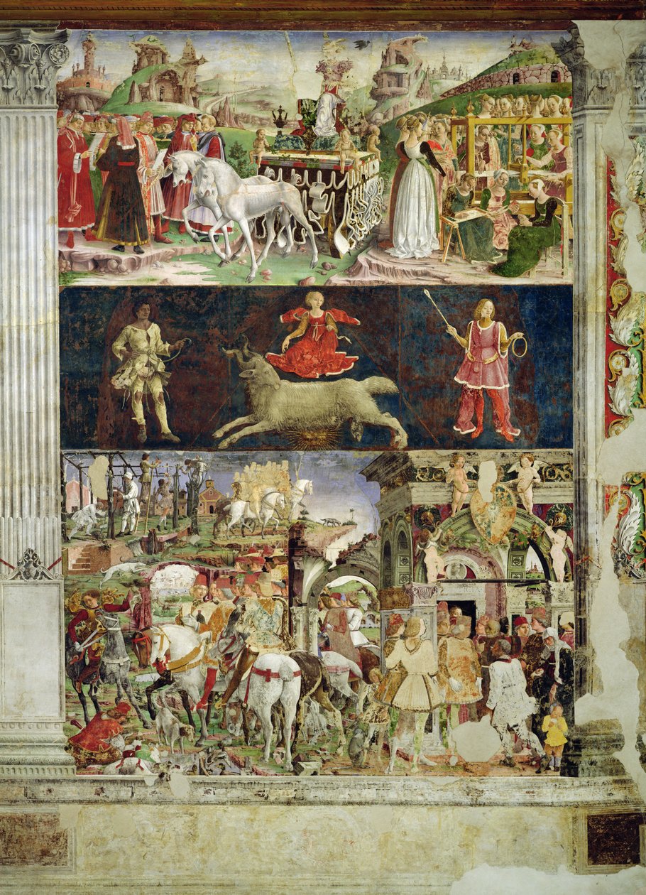 Allegorie des März: der Triumph der Minerva, das astrologische Symbol des Widders und Borso d