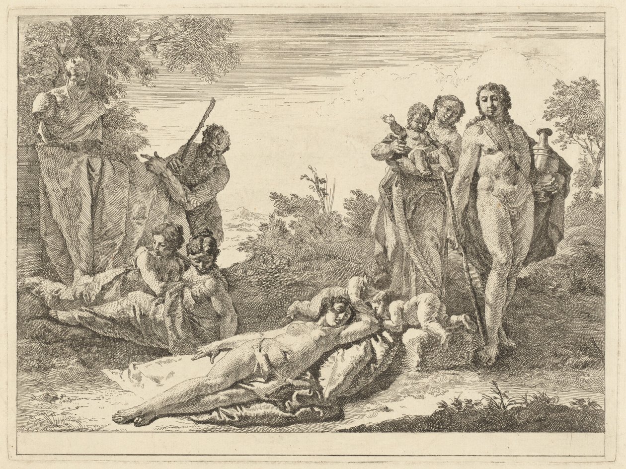 Neun Figuren um eine Hermenbüste des Pan von Francesco Fontebasso