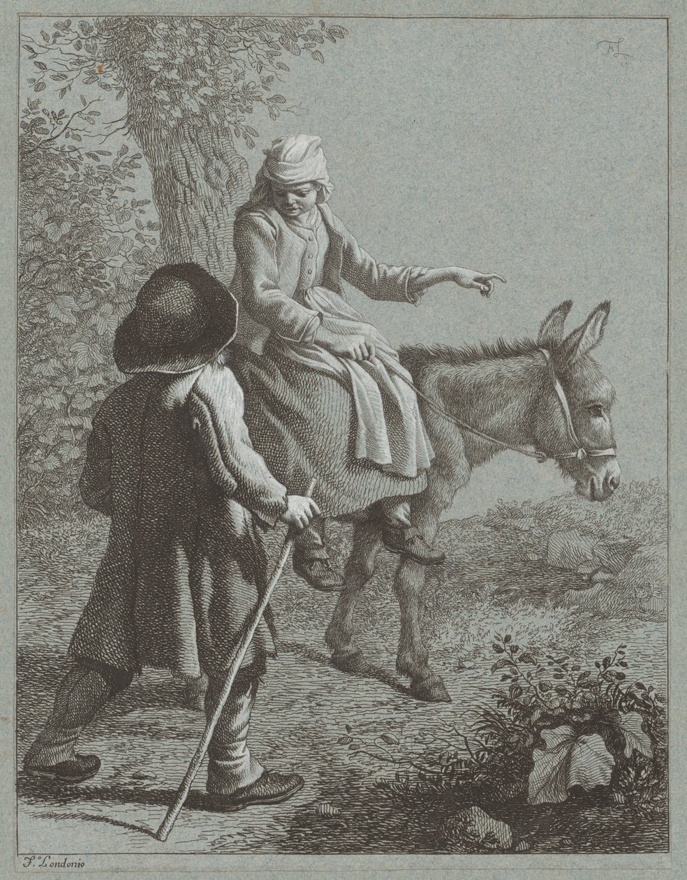 Junge und Mädchen mit einem Esel von Francesco Londonio