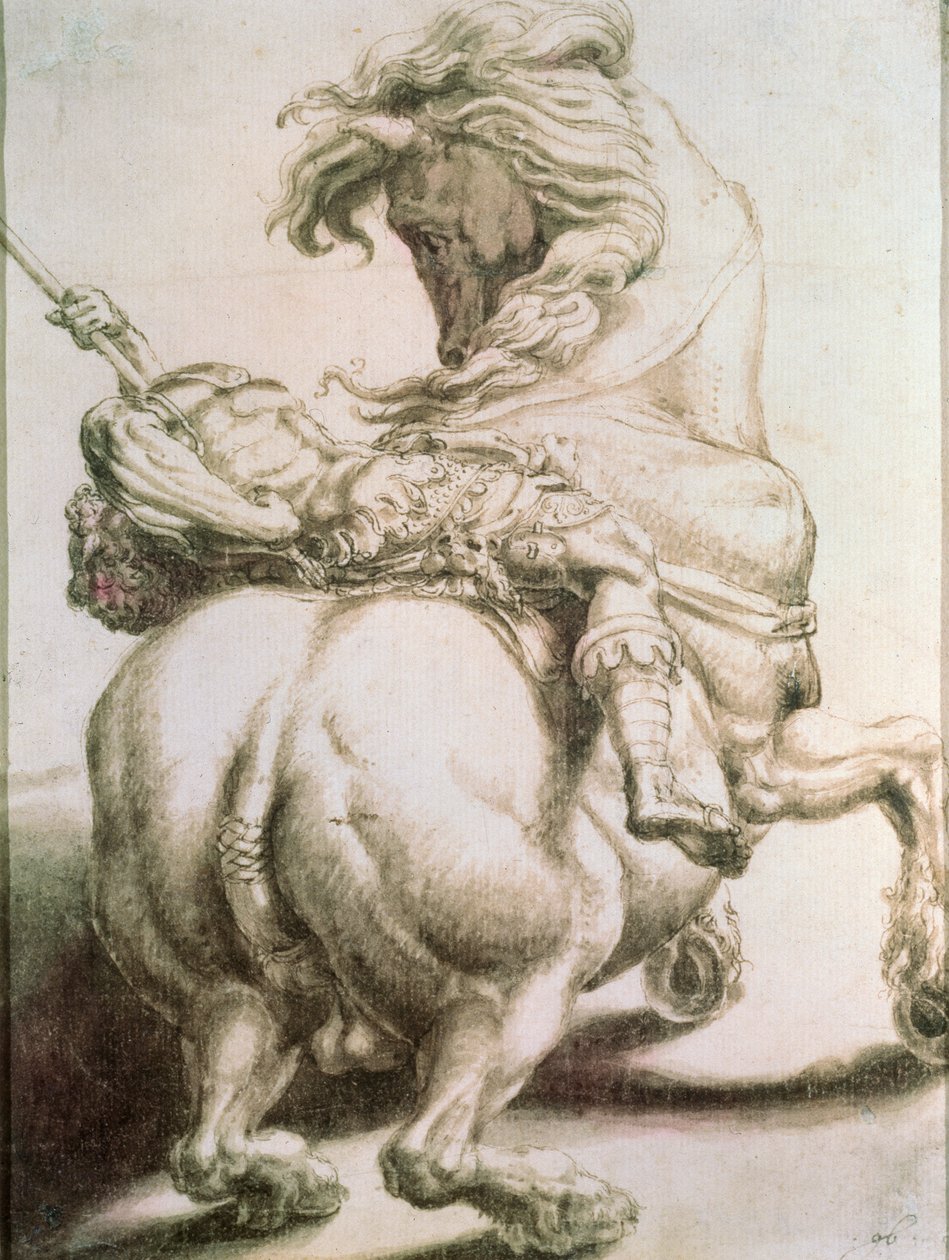 Reiter, von einem Speer durchbohrt, 16. Jahrhundert von Francesco de Rossi Salviati Cecchino