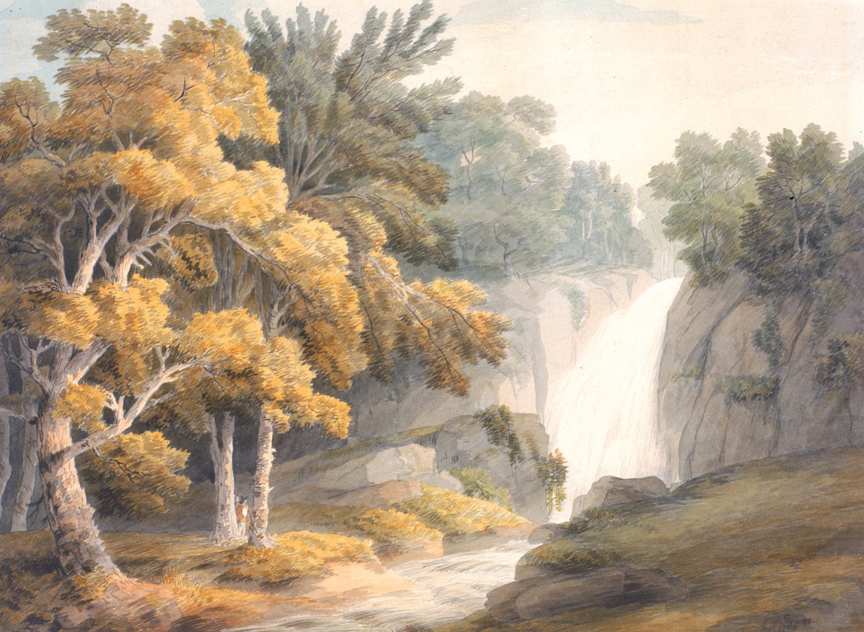 Landschaft mit Wasserfall von Francis Towne