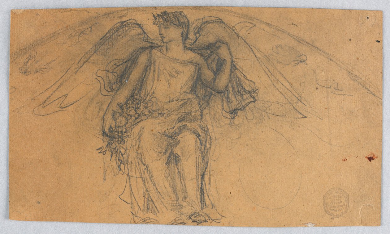 Skizze eines Engels mit Blumen von Francis Augustus Lathrop